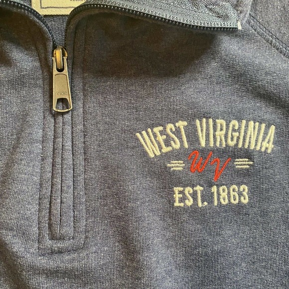 Legacy Casual Apparel West Virginia 1/4 Zip Pullover Mens M Blue Pockets NWT - Picture 2 of 12